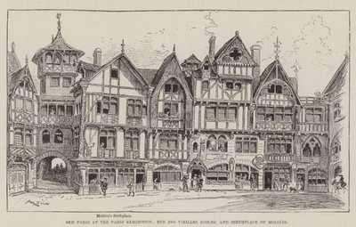 Oud Parijs op de Parijse Tentoonstelling, Rue des Vieilles Ecoles, en Geboorteplaats van Moliere door Albert Robida